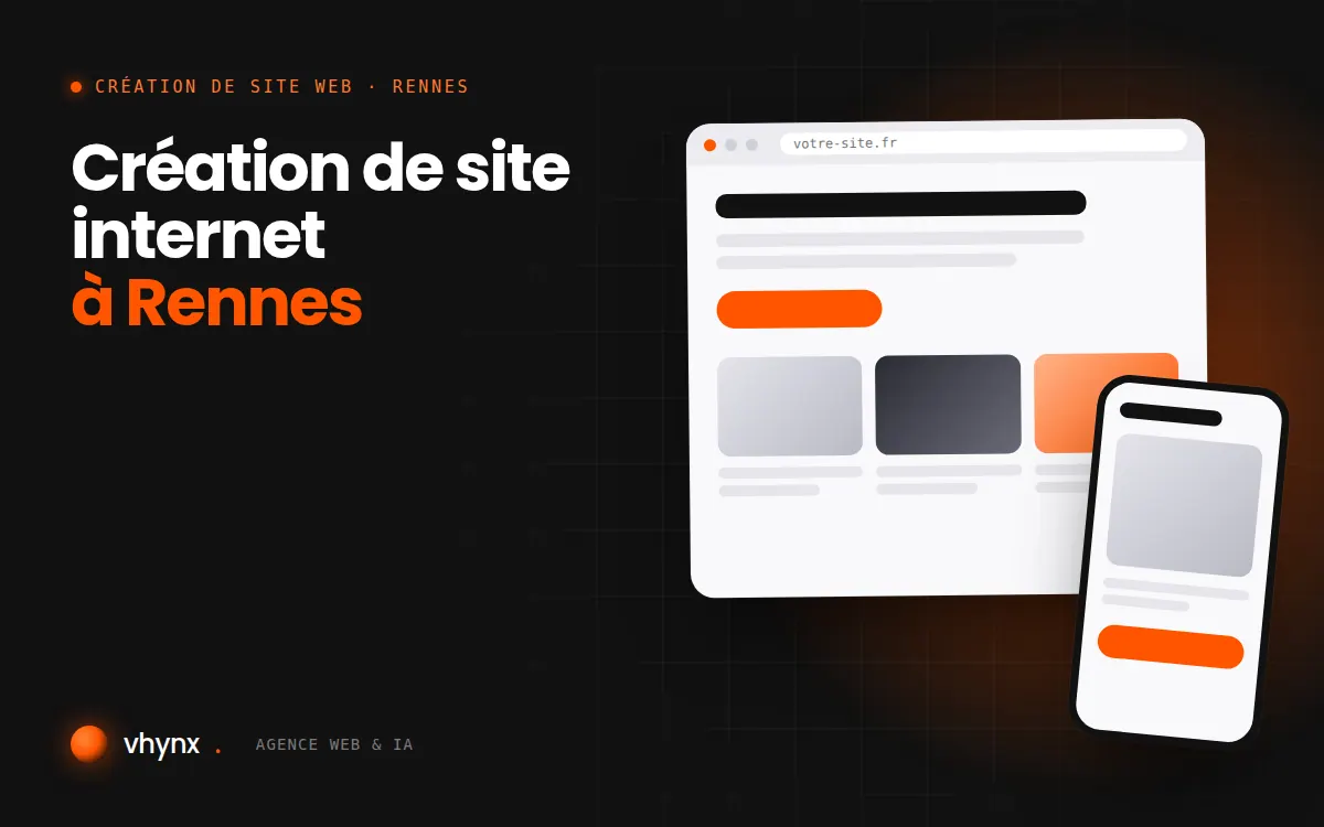 Création de site internet à Rennes : illustration Vhynx d'une maquette de site web sur ordinateur et sur mobile