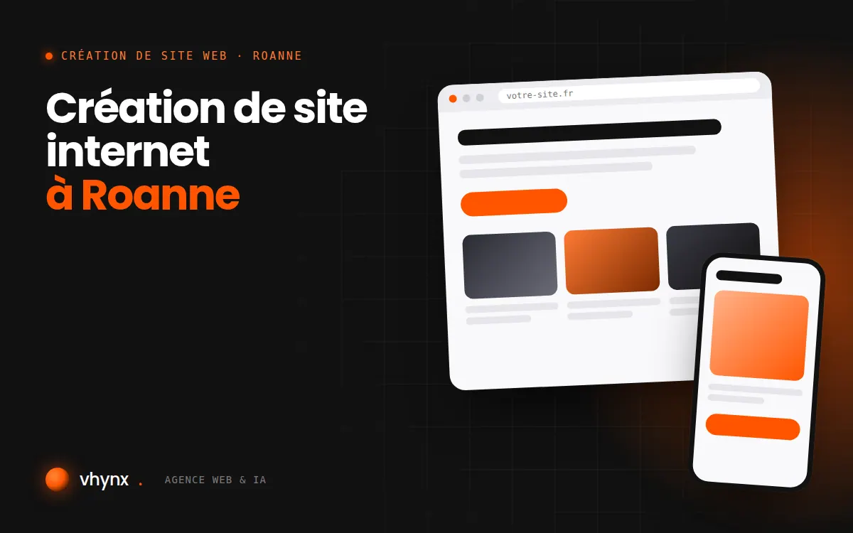 Création de site internet à Roanne : illustration Vhynx d'une maquette de site web sur ordinateur et sur mobile
