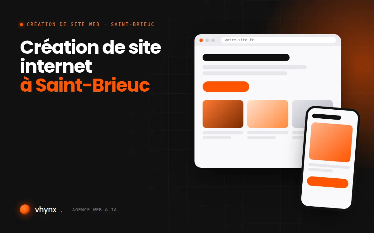 Création de site internet à Saint-Brieuc : illustration Vhynx d'une maquette de site web sur ordinateur et sur mobile