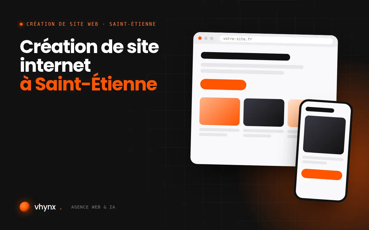 Création de site internet à Saint-Étienne : illustration Vhynx d'une maquette de site web sur ordinateur et sur mobile
