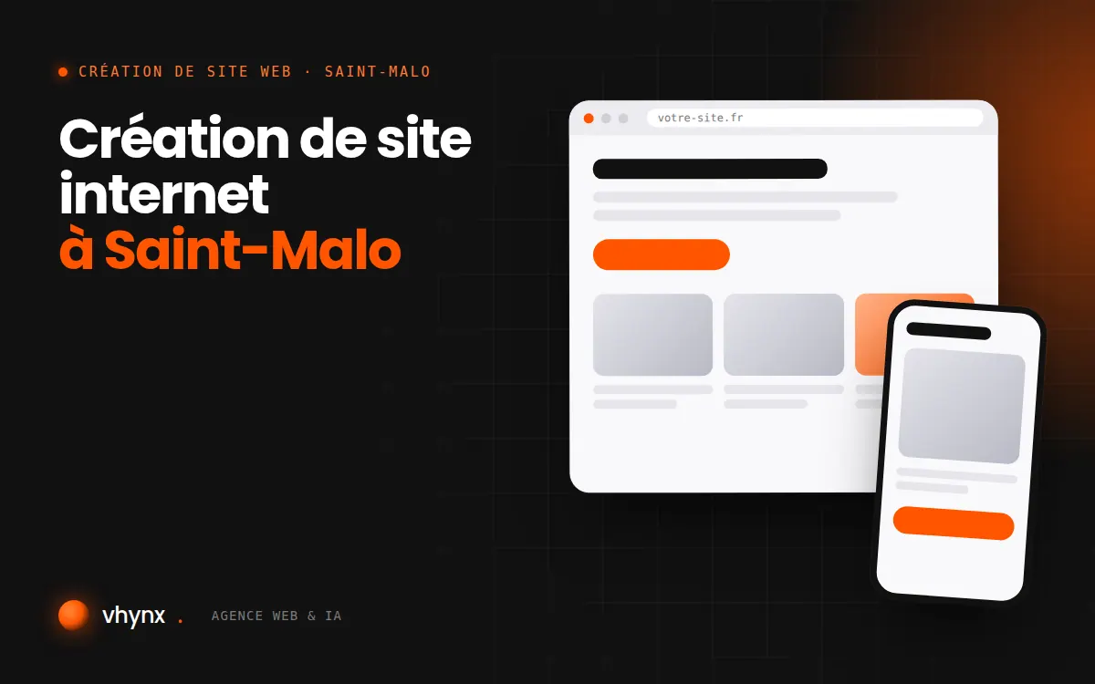 Création de site internet à Saint-Malo : illustration Vhynx d'une maquette de site web sur ordinateur et sur mobile