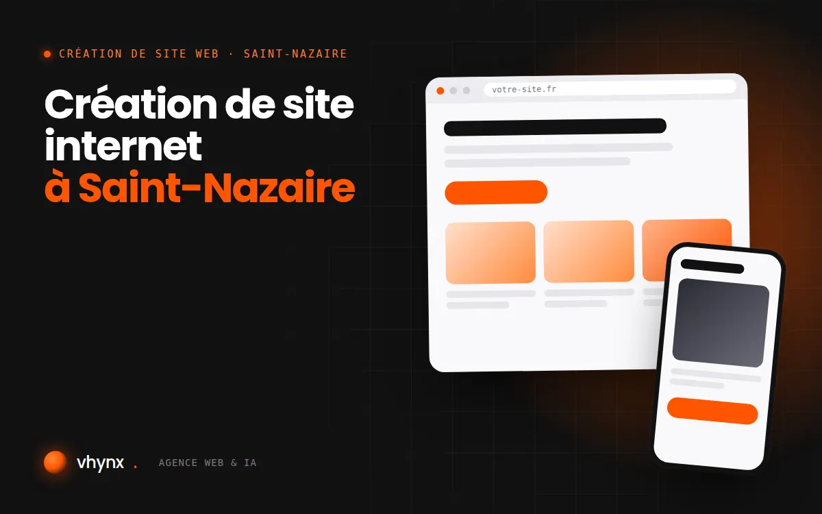 Création de site internet à Saint-Nazaire : illustration Vhynx d'une maquette de site web sur ordinateur et sur mobile