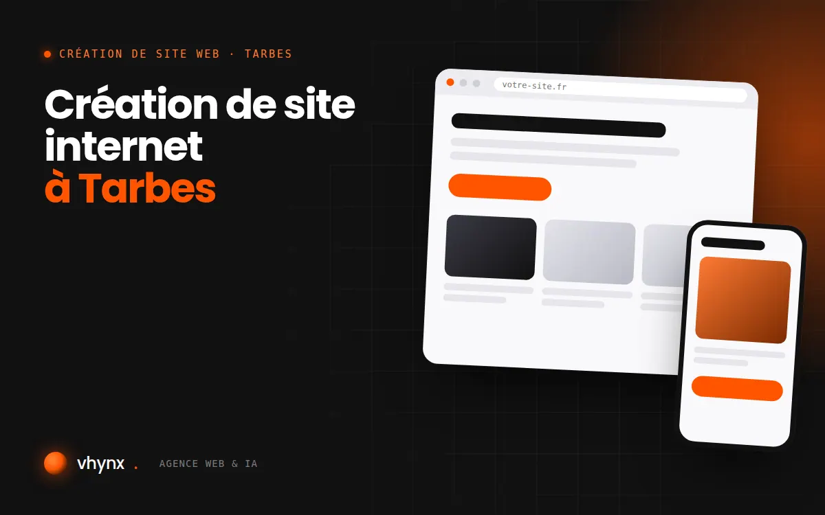 Création de site internet à Tarbes : illustration Vhynx d'une maquette de site web sur ordinateur et sur mobile