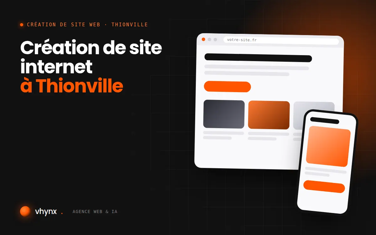 Création de site internet à Thionville : illustration Vhynx d'une maquette de site web sur ordinateur et sur mobile