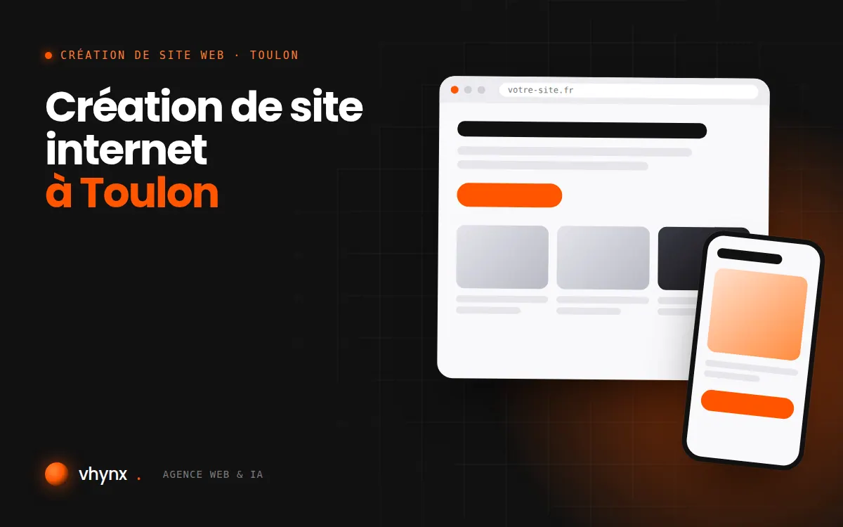 Création de site internet à Toulon : illustration Vhynx d'une maquette de site web sur ordinateur et sur mobile