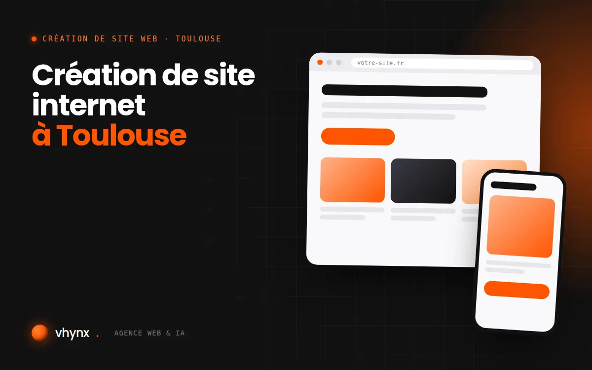 Création de site internet à Toulouse : illustration Vhynx d'une maquette de site web sur ordinateur et sur mobile