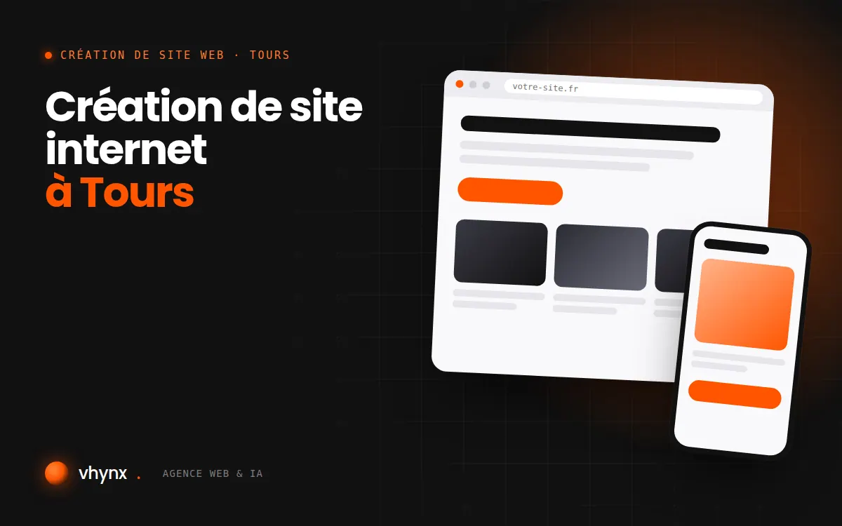 Création de site internet à Tours : illustration Vhynx d'une maquette de site web sur ordinateur et sur mobile