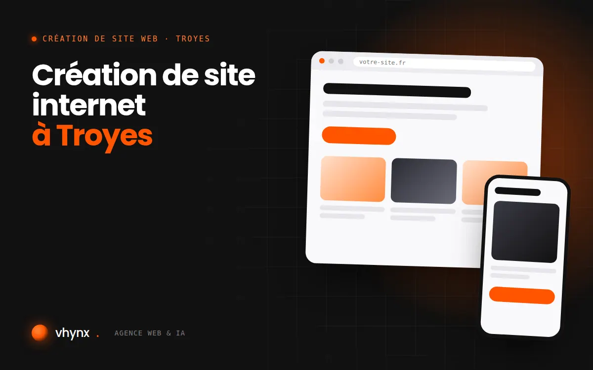 Création de site internet à Troyes : illustration Vhynx d'une maquette de site web sur ordinateur et sur mobile
