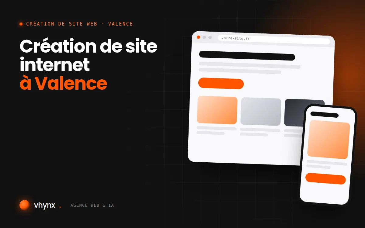Création de site internet à Valence : illustration Vhynx d'une maquette de site web sur ordinateur et sur mobile