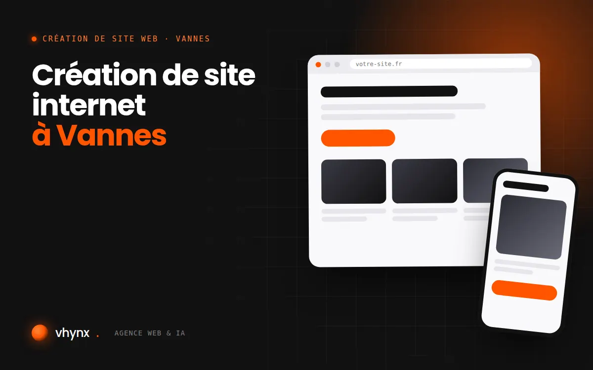 Création de site internet à Vannes : illustration Vhynx d'une maquette de site web sur ordinateur et sur mobile