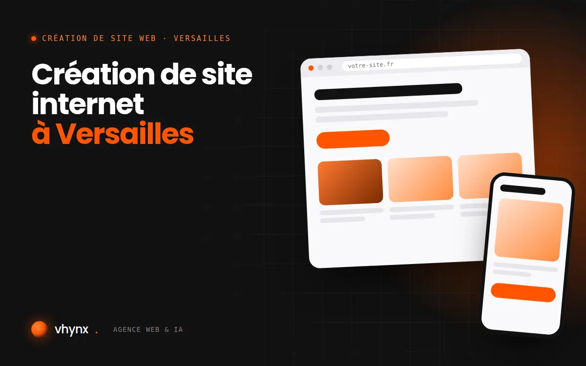 Création de site internet à Versailles : illustration Vhynx d'une maquette de site web sur ordinateur et sur mobile