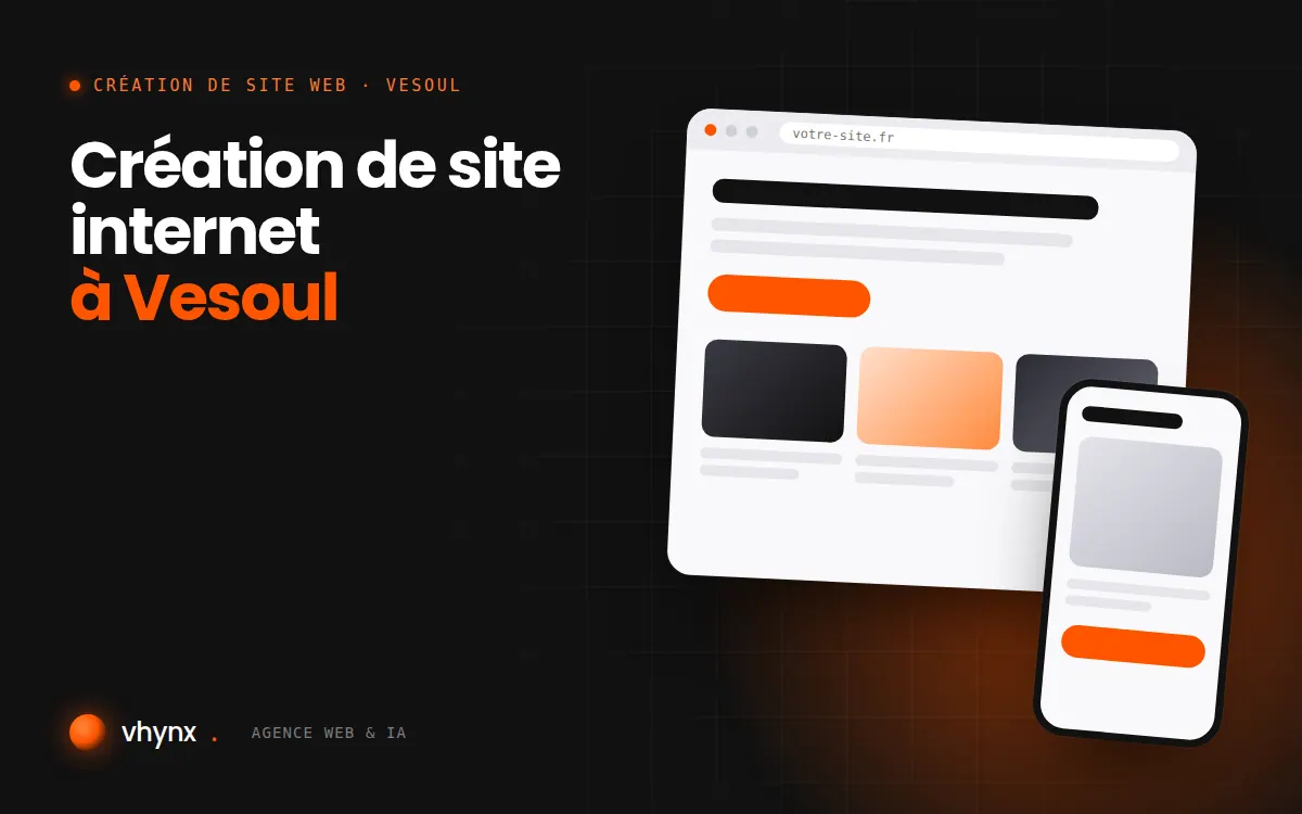 Création de site internet à Vesoul : illustration Vhynx d'une maquette de site web sur ordinateur et sur mobile