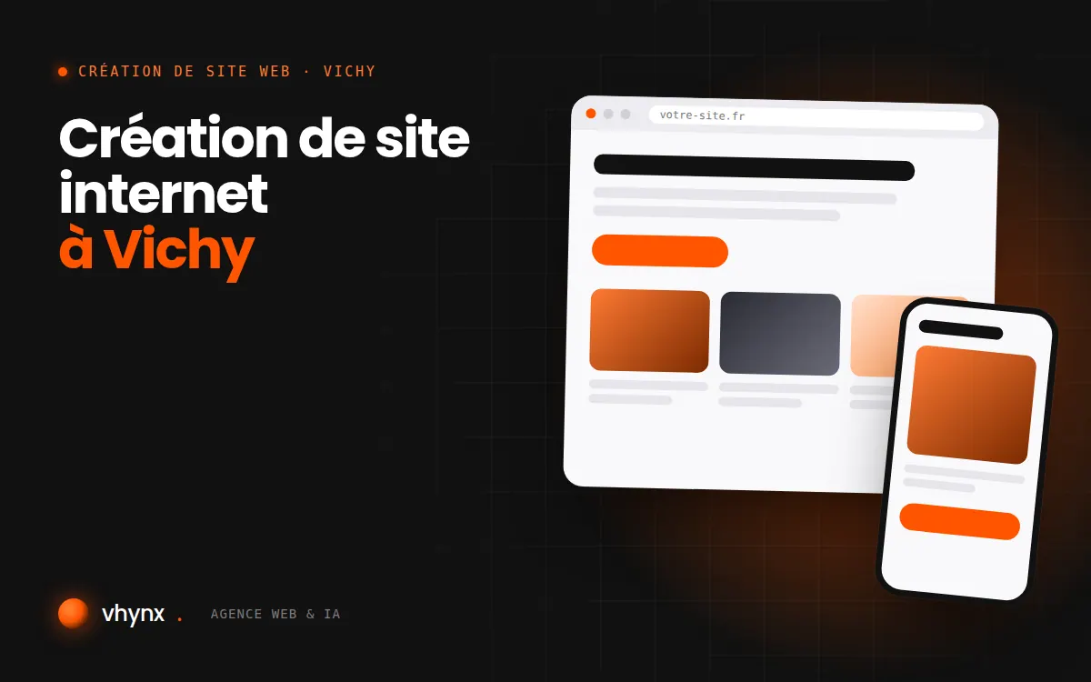 Création de site internet à Vichy : illustration Vhynx d'une maquette de site web sur ordinateur et sur mobile