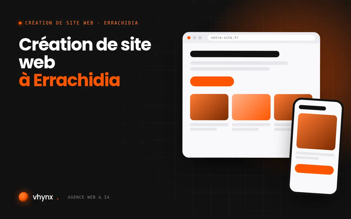 Création de site web à Errachidia : illustration Vhynx d'une maquette de site web sur ordinateur et sur mobile