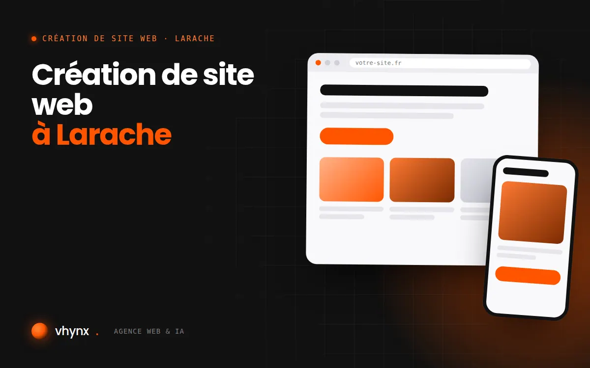 Création de site web à Larache : illustration Vhynx d'une maquette de site web sur ordinateur et sur mobile