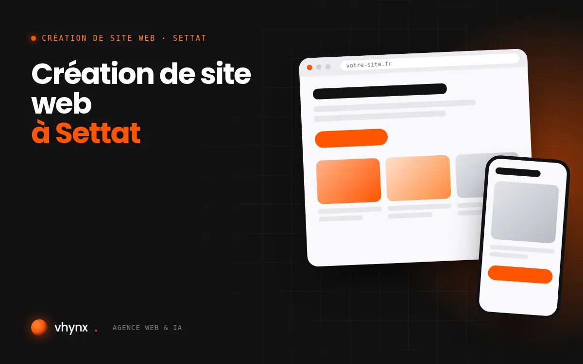 Création de site web à Settat : illustration Vhynx d'une maquette de site web sur ordinateur et sur mobile
