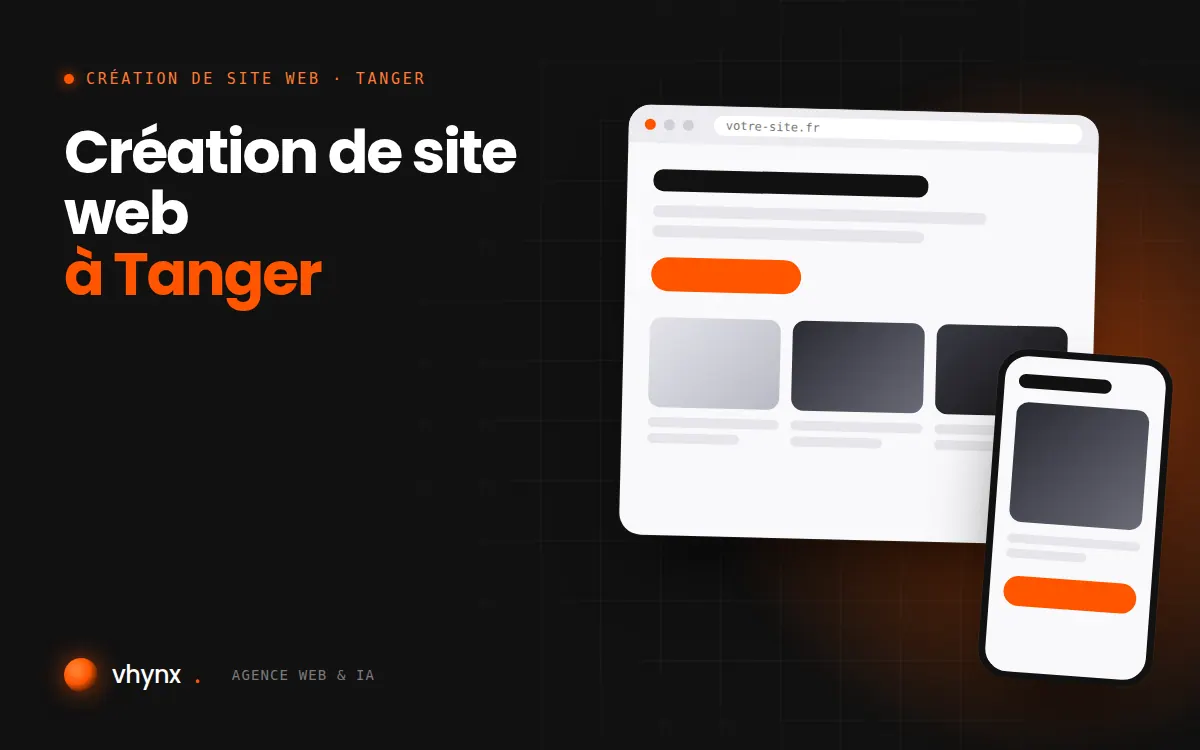 Création de site web à Tanger : illustration Vhynx d'une maquette de site web sur ordinateur et sur mobile