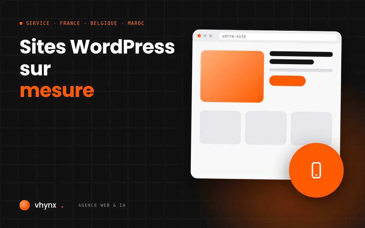 Maquettes d’un site WordPress sur mesure affichées sur un ordinateur et un smartphone