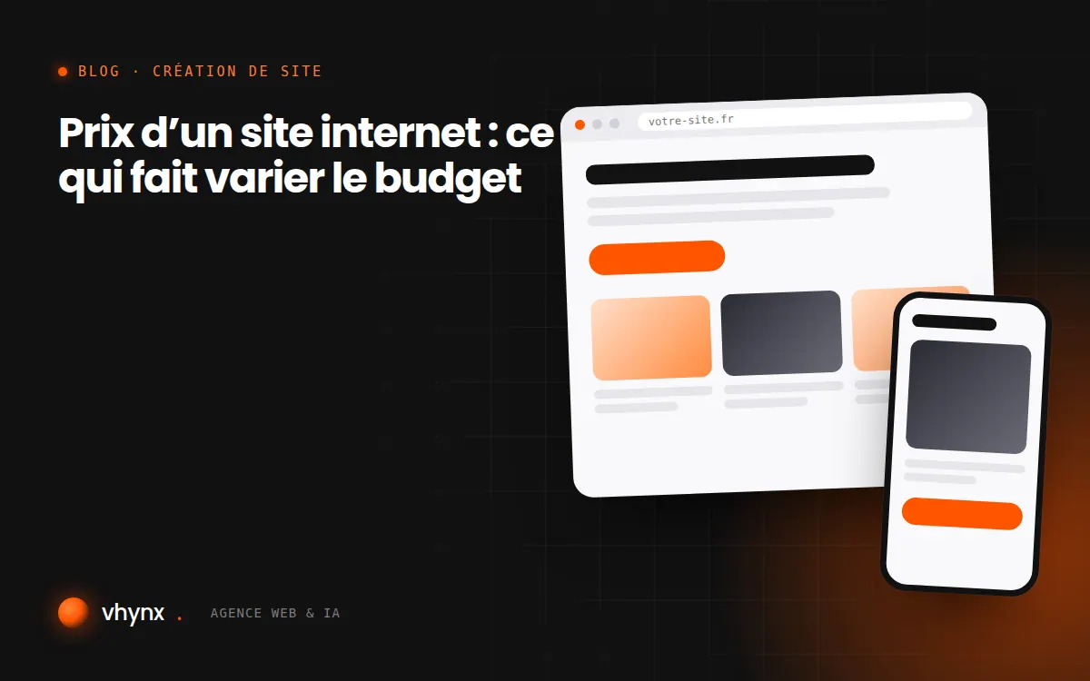 Illustration d’un devis de site internet détaillé poste par poste à côté d’un ordinateur portable