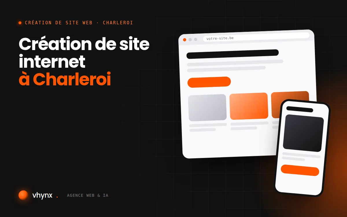 Création de site internet à Charleroi : illustration Vhynx d'une maquette de site web sur ordinateur et sur mobile