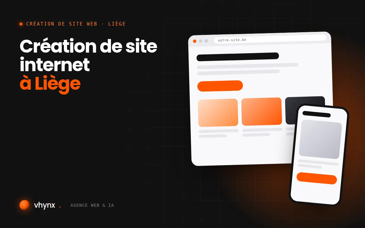 Création de site internet à Liège : illustration Vhynx d'une maquette de site web sur ordinateur et sur mobile