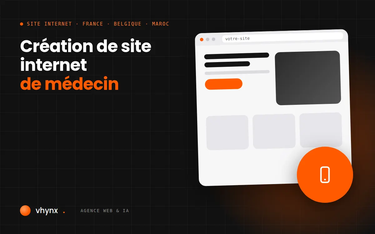 Création de site internet de médecin affiché sur mobile avec bouton de prise de rendez-vous