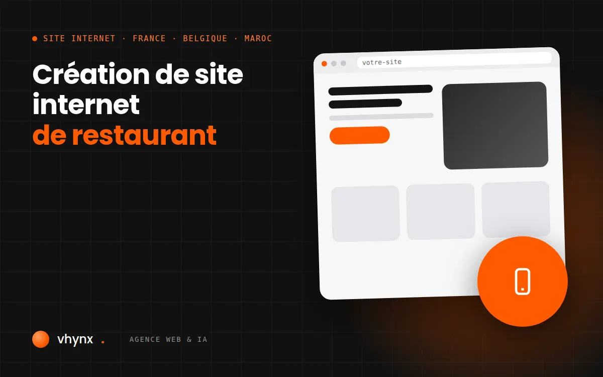 Création de site internet de restaurant : carte et bouton de réservation affichés sur smartphone