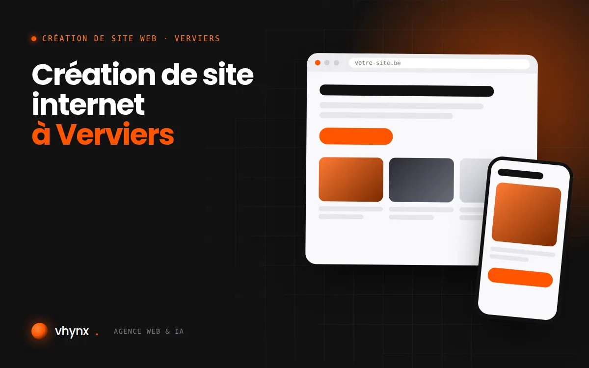 Création de site internet à Verviers : illustration Vhynx d'une maquette de site web sur ordinateur et sur mobile