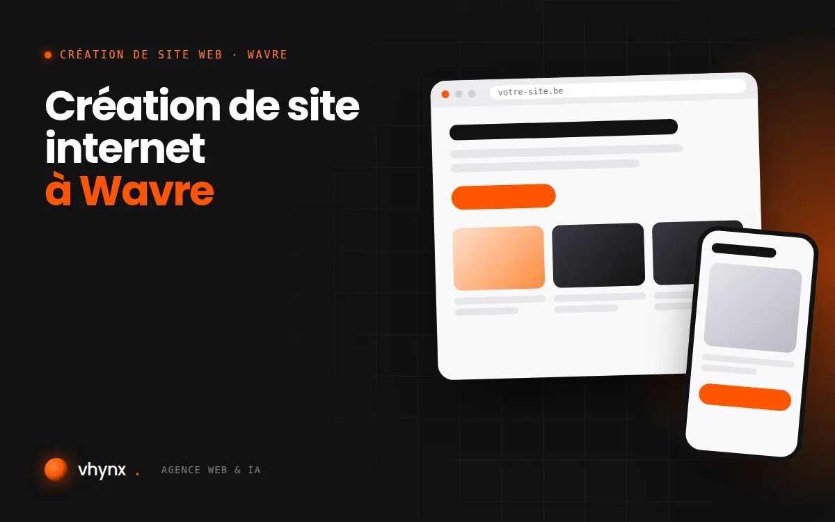 Création de site internet à Wavre : illustration Vhynx d'une maquette de site web sur ordinateur et sur mobile