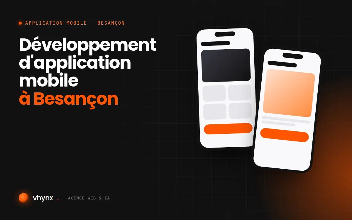 Développement d'application mobile à Besançon : illustration Vhynx de deux écrans d'application mobile
