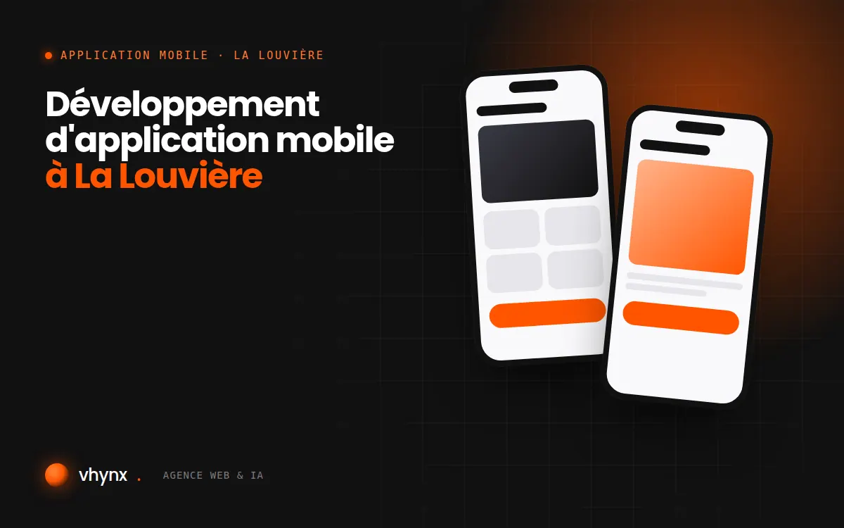 Développement d'application mobile à La Louvière : illustration Vhynx de deux écrans d'application mobile
