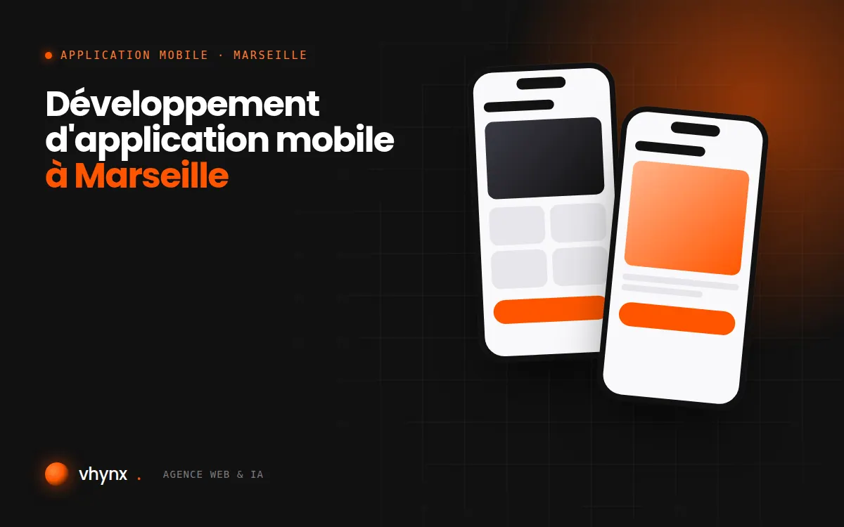 Développement d'application mobile à Marseille : illustration Vhynx de deux écrans d'application mobile