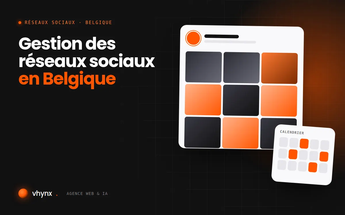Gestion des réseaux sociaux en Belgique : illustration Vhynx d'une grille de publications et d'un calendrier éditorial