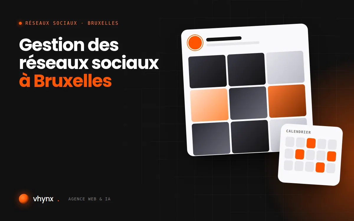 Gestion des réseaux sociaux à Bruxelles : illustration Vhynx d'une grille de publications et d'un calendrier éditorial