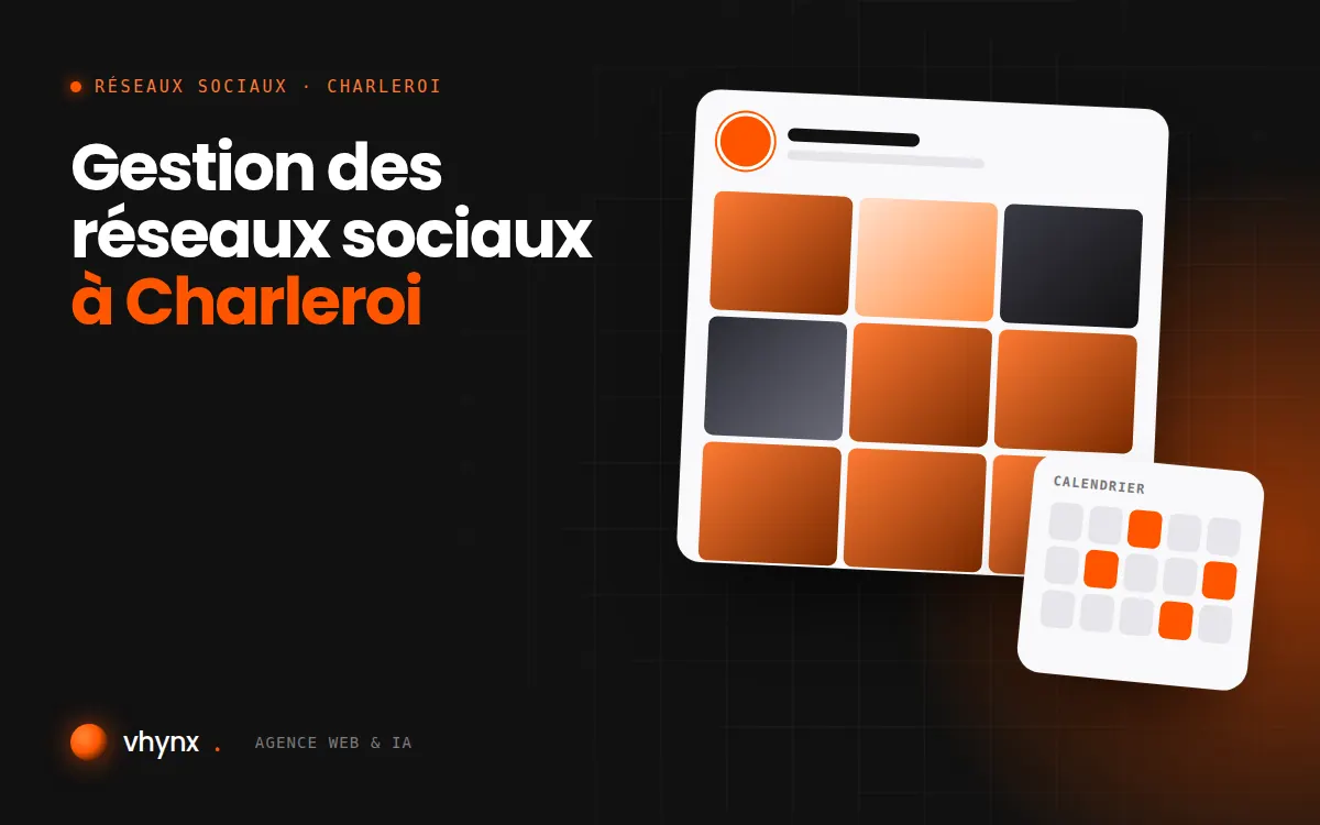 Gestion des réseaux sociaux à Charleroi : illustration Vhynx d'une grille de publications et d'un calendrier éditorial