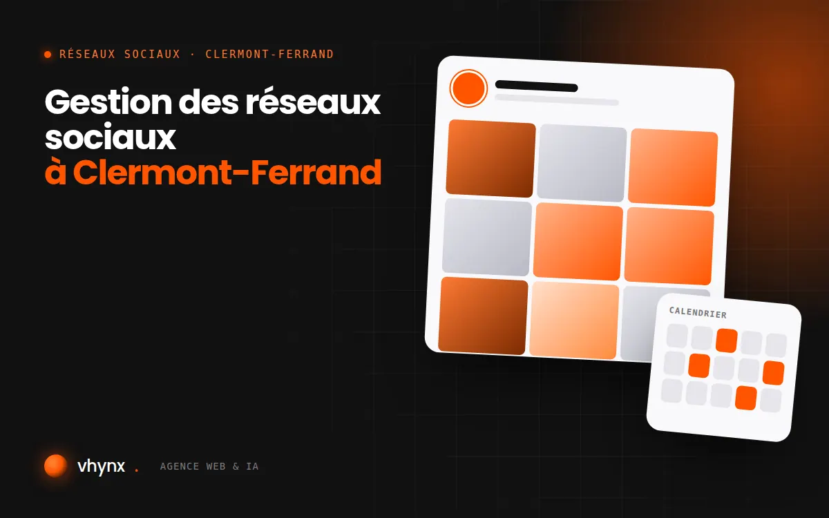 Gestion des réseaux sociaux à Clermont-Ferrand : illustration Vhynx d'une grille de publications et d'un calendrier éditorial