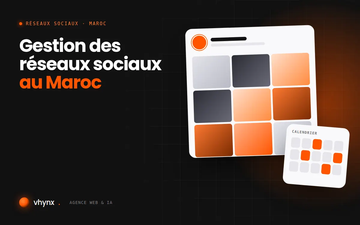 Gestion des réseaux sociaux au Maroc : illustration Vhynx d'une grille de publications et d'un calendrier éditorial