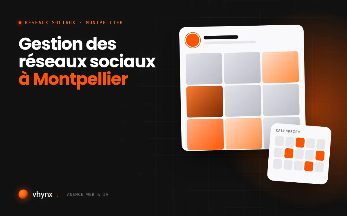 Gestion des réseaux sociaux à Montpellier : illustration Vhynx d'une grille de publications et d'un calendrier éditorial