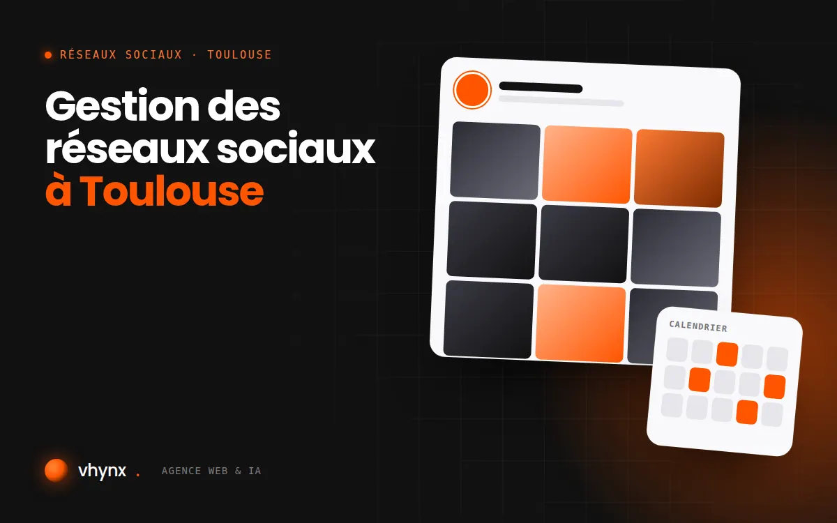 Gestion des réseaux sociaux à Toulouse : illustration Vhynx d'une grille de publications et d'un calendrier éditorial