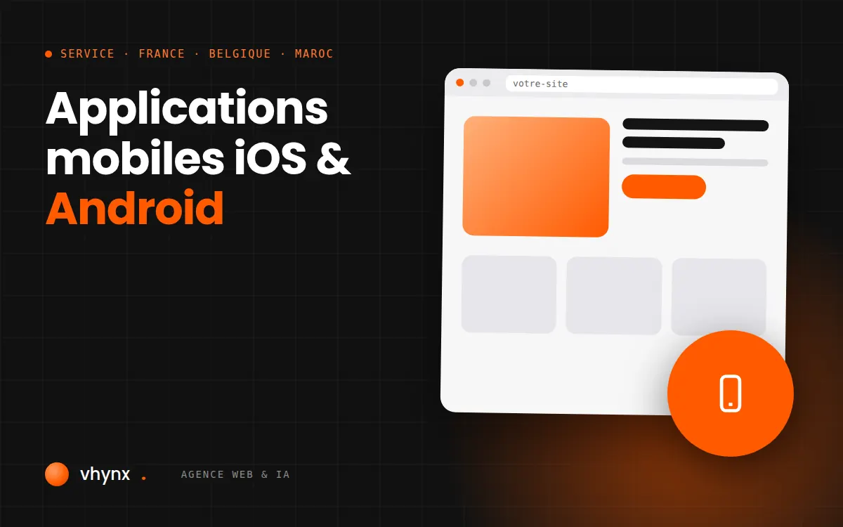 Maquettes d’une application mobile sur iPhone et Android avec son back-office d’administration